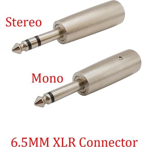 1Pcs 6.5MM XLR Connector 6.5MM Male Plug to 3Pin XLR Male TRS Stereo/Mono Audio Microphone Speaker Converter Adapter