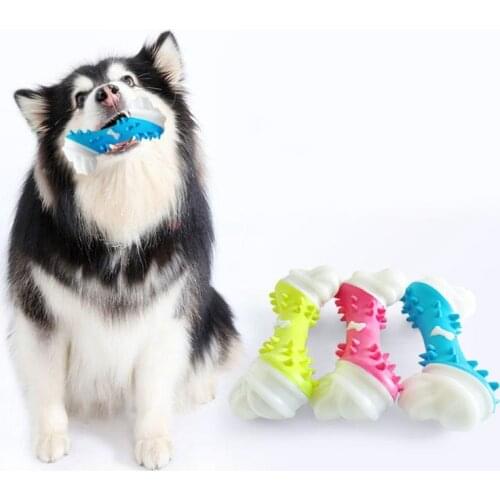 1PC Dog Chewing Toy Bone Shape Puppy Teething Toy Bite Resistant Dog Toy Pet Teeth Cleaning Toy Dog Accessories Random Color