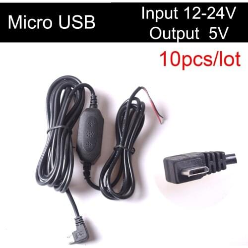 10 PCS DC12v 24v to 5v Power Adapter Direct Link Micro USB Car Charger Step Down for DVR GPS Tablet Huawei Samsung Xiaomi HTC