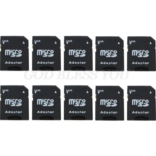 10Pcs Micro SD TransFlash TF To SD SDHC Memory Card Adapter Converter Black Drop Shipping