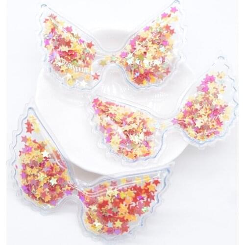 10Pcs Christmas Series Angel-Wing Transparent PVC Filling Sequin Appliques for DIY Christmas Headwear Hair Clips Bow Decor C20