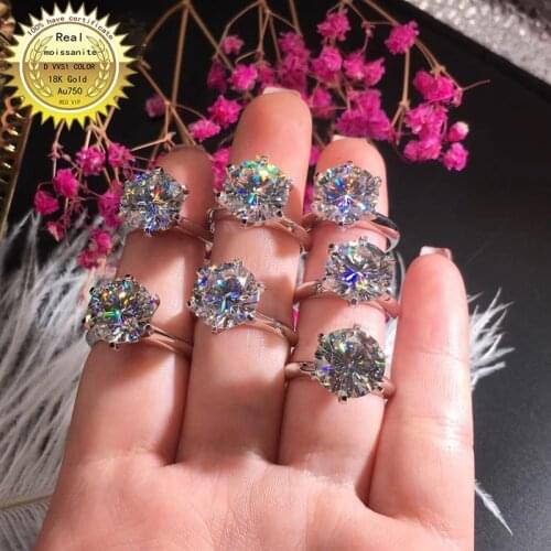 100% 18K gold ring and 3ct moissanite diamond D VVS Luxury wedding ring With national certificate 011