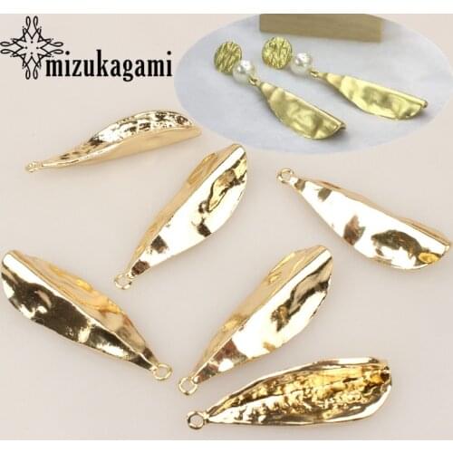 4pcs/lot 45*14mm Zinc Alloy Gold Distortion 3D Water Drop Charms For DIY Jewelry Fashion Exaggerated Earrings Making Accessories