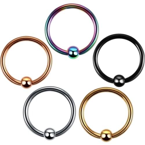 5pcs/lot Steel Nose Rings Colorful Captive Bead Rings Lip Ring Fake Clip on Ear Cartilage Earring Piercing Fashion Jewelry 16g