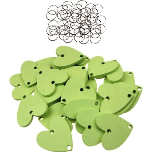 50pcs Rustic Solid Wooden Chips Discs Pendents And 50pcs Assembly Hook DIY Craft