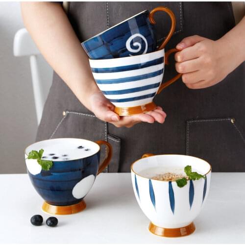 500ml Japanese Ceramic Mugs With Handle Nordic Home Kitchen Tableware Decor Simple Office Drink Coffee Tea Milk Water Cup Gift
