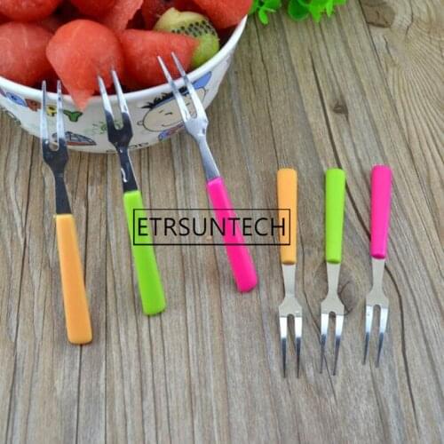 500pcs Stainless Steel Colorful Fruit Fork Food Picks Dessert Cocktail Forks Cake Forks Picks Party Accessories Kids Tableware