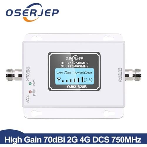 70dB LCD LTE 700MHz B28B 4G Signal Booster Mobile Phone Repeater for Brazil