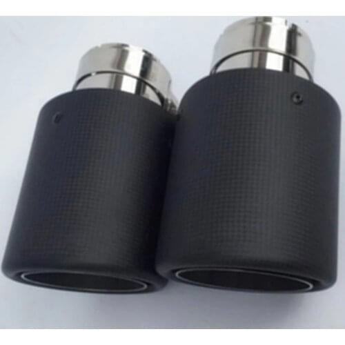 Free Shipping: 2PCS Car Black Carbon Fiber Exhaust End Pipes Single Muffler Tips