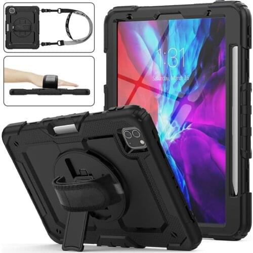 360 Rotation Case for чехол ipad air 4 10.9 inch 2020 Hand Strap&Kickstand Silicone Shockproof Tablet Cover for ipad air 4 case