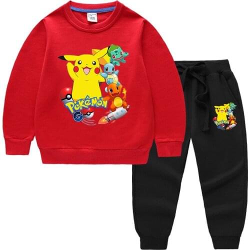 2-10Y Pikachu Animal Print Kids Clothing Set Children Clothes Sets Cartoon Baby Girls Outfits Teenagers Boys Animals Sports Suit