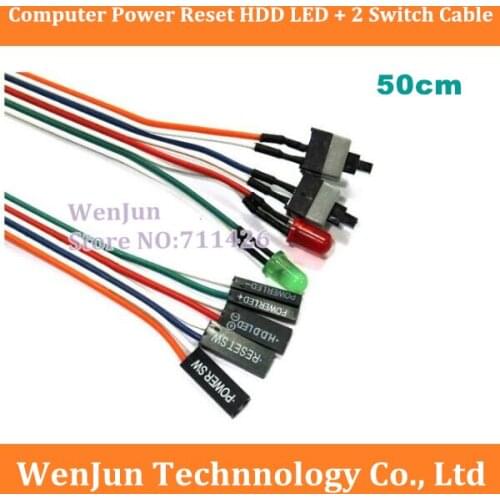 DHL/EMS Free Shipping 1000pcs/lot PC Computer Case Power Reset HDD LED + 2 Switch Cable Connector Adapter