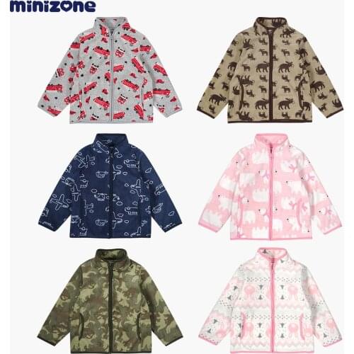 MINIZONE fleece jacket for boy girls cute warm zipper