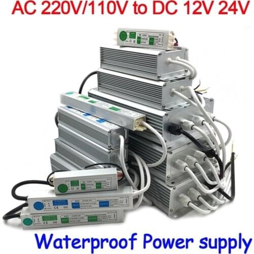 12V 24V Power Supply IP67 Waterproof 12v Transformer led Driver power supply 10W 20W 30W 50W 80W 100W 120W 150W 200W 250W 300W