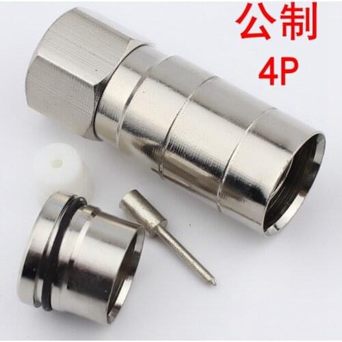 Cable TV connector F plug metric extrusion plug SYWV75-7 four shielded cable all copper connector direct selling