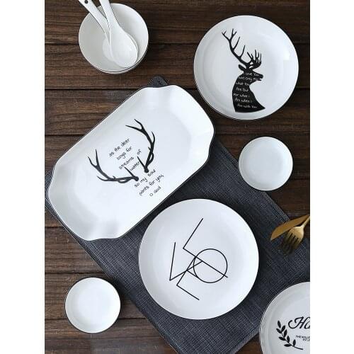 Creative Home Kitchen Tableware Nordic Ins Ceramic Western Plate Fish Plate Dessert Plate Breakfast Plate