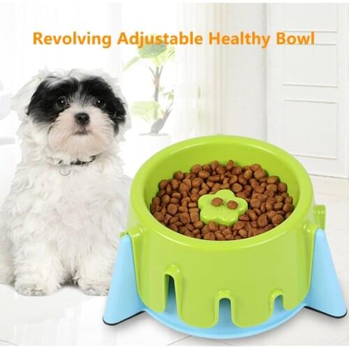 Small Pet Dog Cat Food Bowl Revolving Adjustable Healthy Bowl Effectively Protect The Pet Neck Slow Food And Choking Pet Bowl