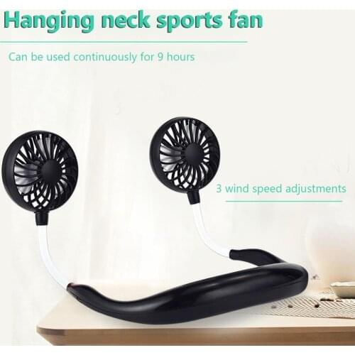 Hands-free Fan Neck Band Fan Hands-Free Fan Hanging USB Rechargeable Dual Fan Mini Fan Air Cooler Summer Portable Hanging Fan Fa