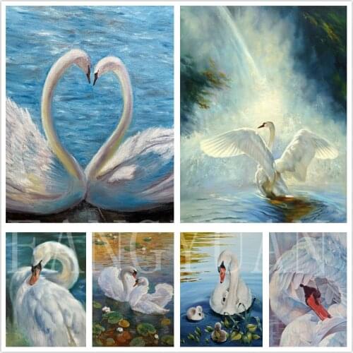 5D Diy Diamond Painting Swan Cross Stitch Kit Full Drill Square Embroidery Animals Mosaic Art Picture of Rhinestones Decor Gift