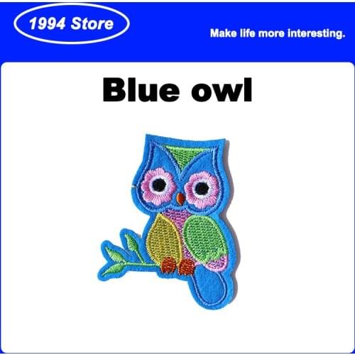 Animal Cartoon Patch Fashion Decorative Badges Ironing Stickers Blue Owl Embroidery Patches For Clothes Jeans Custom Accessories