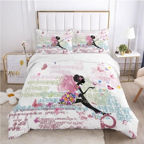Nordic flower fairy bedding set Europe King Single Duvet cover set pillow case Bed linens Quilt cover 240x260 200x200 colour