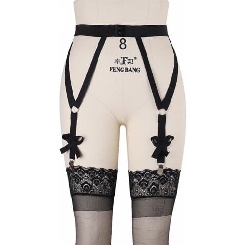 Harajuku Fetish Wear Sock Garters / Leg Garters / Bow Tie Suspenders Belts Gothic Body Harness Elastic Stocking Garters p0011