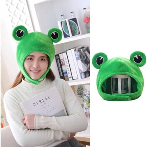 Novelty Funny Big Frog Eyes Cute Cartoon Plush Hat Toy Green Full Headgear Cosplay Costume Party Dress Up Photo Prop