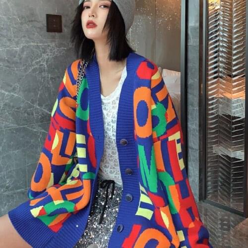 2020autumn winter large size simple sweater jacket women trendy Korean fashion loose knit cardigan jacket women lazy wind jacket