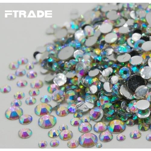 Sale Super Shiny Mixed Sizes Crystal Clear AB Color 3D Non HotFix FlatBack Nail Art Decorations Acrylic Rhinestones