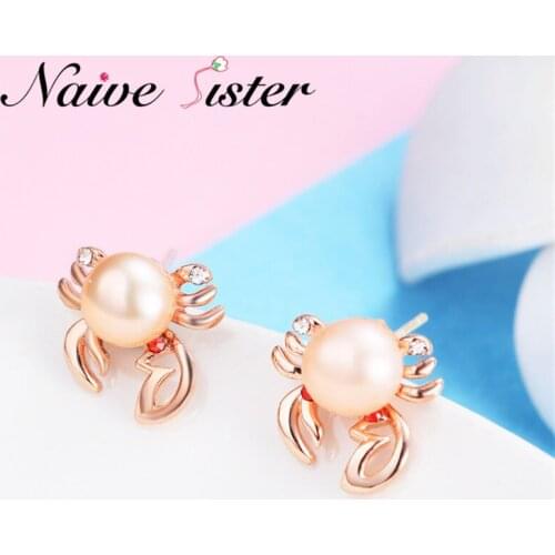 Cute Crab Stud Earring Fashion 2018 Christmas Gifts Rose Gold Color Earrings For Women Girl Statement Jewelry