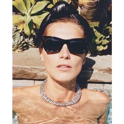 Women men Square Sunglasses Women 2021 New fashion Trendy Vintage Brown Gradient Black Luxury Brand Ladies Eyewear UV400 Oculos