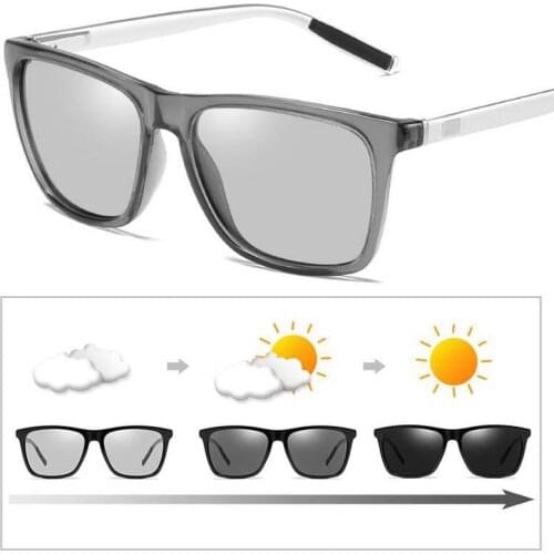 New Square Driving Photochromic Sunglasses Men Polarized Chameleon Discoloration Sun glasses for men oculos de sol masculino