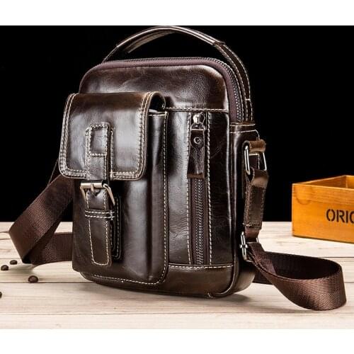 Mens Genuine Leather Multi-Function Retro Messenger Bag High Quality Large Capacity Multi-Function Casual Mens Messenger Bag