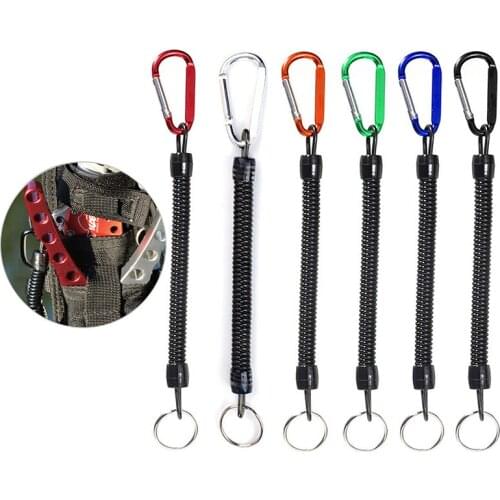 Tactical Lanyard Spring Rope Outdoor Hiking Camping Anti-lost Phone Key Chain Military Backpack Attactment Spring Strap