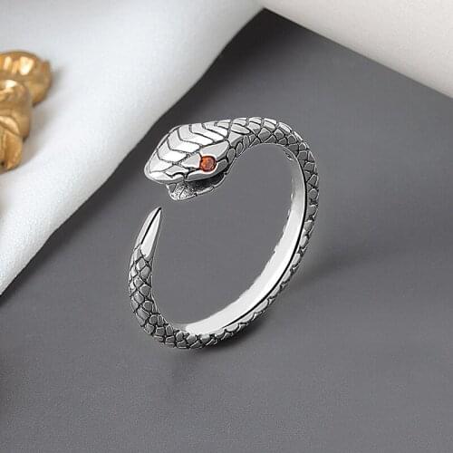 Vintage Silver Color Snake Shape Finger Ring Fashion Simple Tail Ring Punk Party Jewelry Snake Ring Hip Hop Men Womens Rings