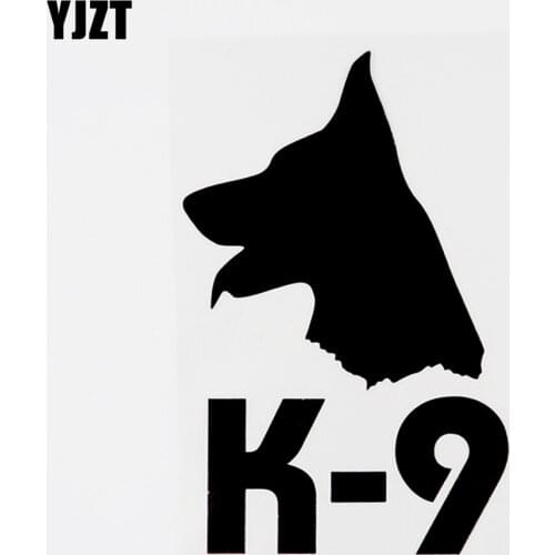 YJZT 10CM×15.5CM Fashion K-9 German Shepherd Dog Vinyl Car Sticker Decal Black/Silver 8C-0278