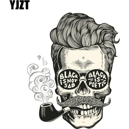 YJZT 12.2CM*15.2CM Car Sticker Accessories Handsome Skull Of Smoking Decal 6-2336