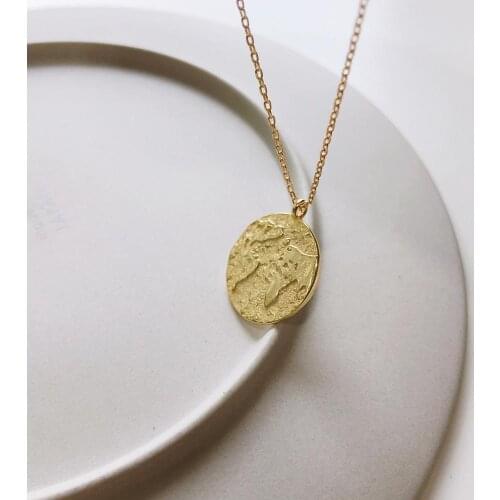 100% Authentic 925 Sterling silver Gold World Map African Maps Hiphop & compass Disc Coin Pendant Necklace FINE Jewelry TLX508