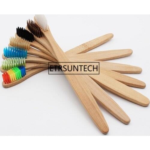 100pcs Slim Neck Bamboo Toothbrush Wholesale Eco friendly Wooden Bamboo Toothbrush Oral Care Black Head F2919