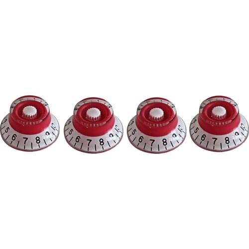 4 PCS Red Control Knobs Volume Tone Buttons For Electric Guitar