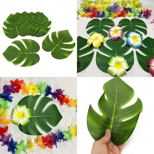 5Pcs/lot Artificial Flowers Green Fake Plant Palm Fern Turtle Leaf Fashion Artificial Leaves Wedding Home Garden Decoration