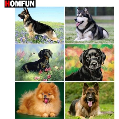 HOMFUN Full Square/Round Drill 5D DIY Diamond Painting "Animal dog" 3D Diamond Embroidery Cross Stitch Home Decor Gift