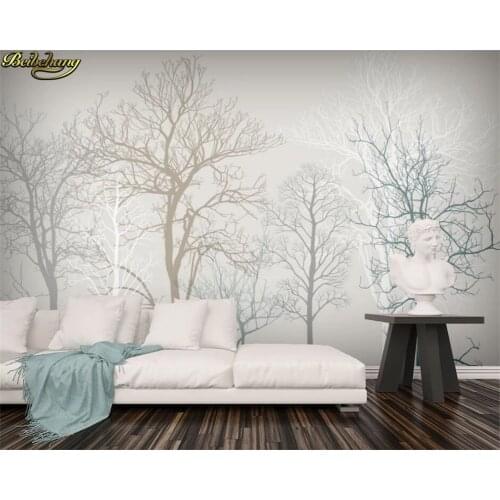 Beibehang custom 3d wallpaper hand painted abstract forest small fresh modern minimalist creative background wall painting