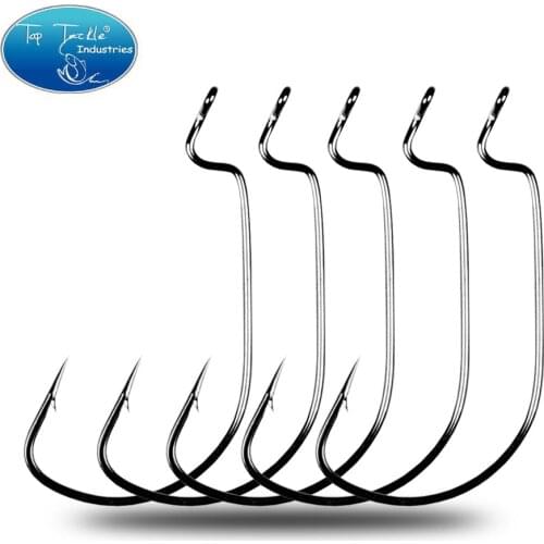 CF Lure FL-6B Fishing Hooks Jig Crank Big Bass Hook Black High Carbon Steel Crank Barbed Hook for Soft Fishing Lure