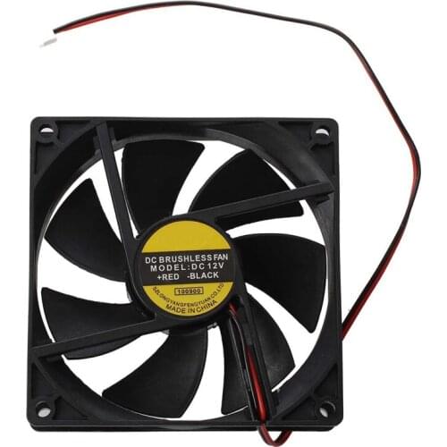 Black Plastic Square 9025 90 x 90 x 25mm DC 12V 0.25A Cooler Fan