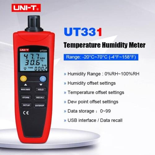 Digital Temperature Humidity Meter UNI-T UT331 Temperature Hygrometer for factories/food/health/environmental protection
