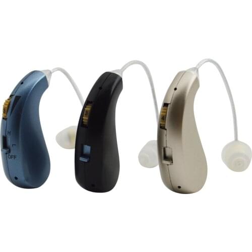 USB Digital Hearing Aid Rechargeable Sound Amplifier 40hr Long-lasting Battery With Adapter 4 Silicone Tips & Cleaning Brush Bla