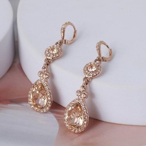 European and American fashion jewelry wholesale simple inlaid shining drop-shaped rhinestone long earrings women