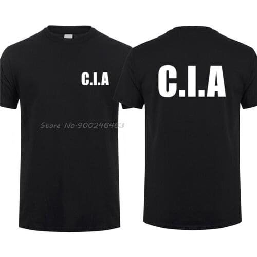 USA CIA T Shirt Man Cool Short Sleeve Funny Man Cotton T-shirt Men Cotton Tees Tops Harajuku Streetwear