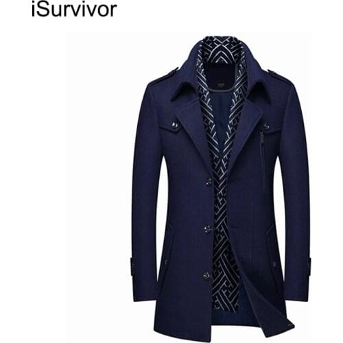 ISurvivor 2021 Men Winter Thick Wool Coats Jackets Hombre Male Casual Fashion Slim Fit Large Size Woolen Jackets Parkas Outwear